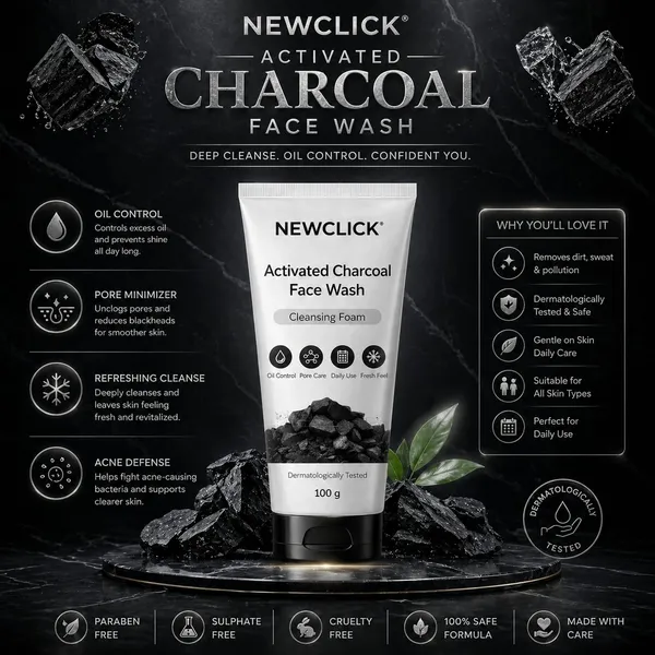 Newclick_Activated_Charcoal_Deep_Cleansing_Face_Wash_100Ml