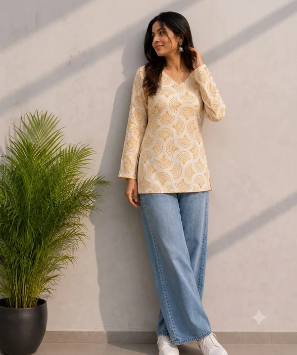 Cream_Cotton_Printed_Straight_Kurti_For_Women