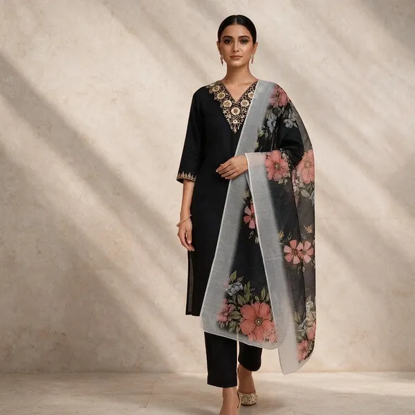 Black_Rayon_Straight_Floral_Print_Kurta_Set_For_Women