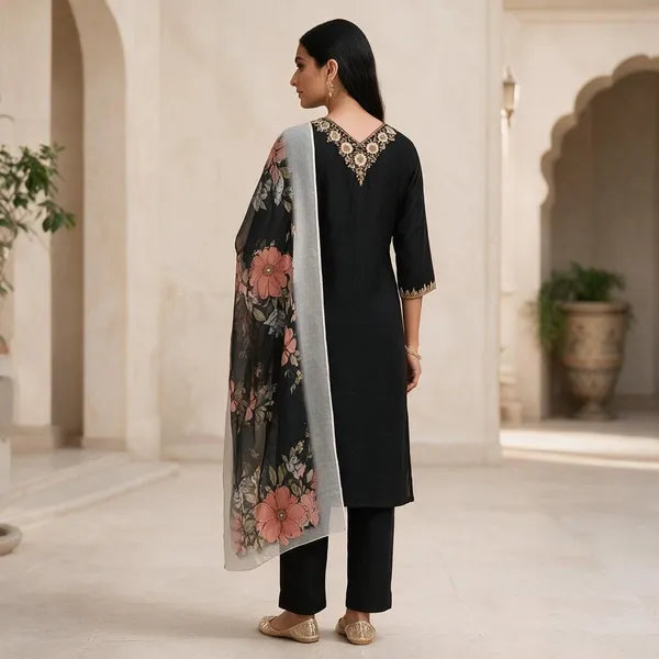 Black_Rayon_Straight_Floral_Print_Kurta_Set_For_Women
