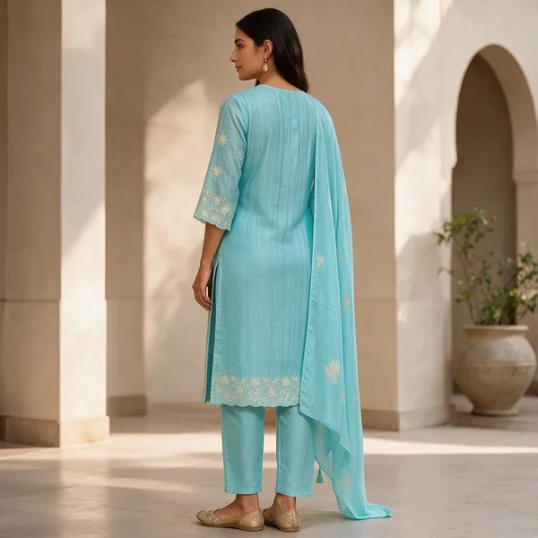Aqua_Chinon_Embroidered_Kurta_Pant_Dupatta_Set_For_Women