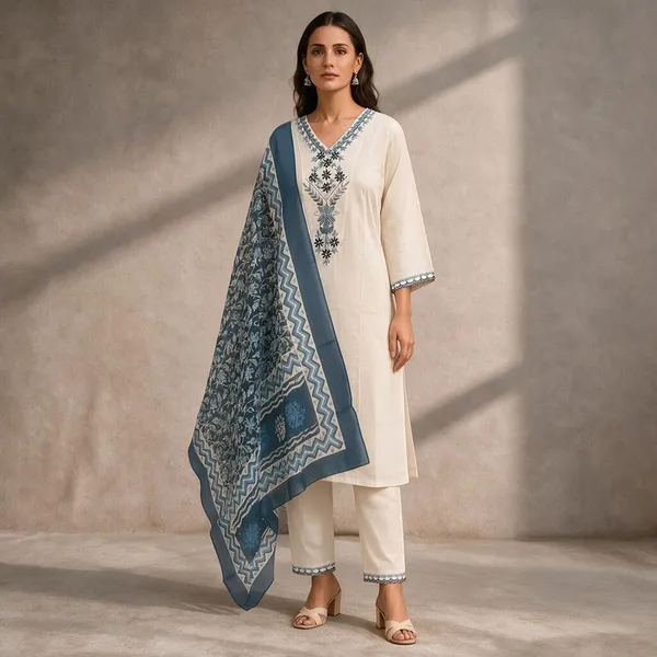 Cream_Khadi_Cotton_Embroidered_Ethnic_Suit_Set_For_Women