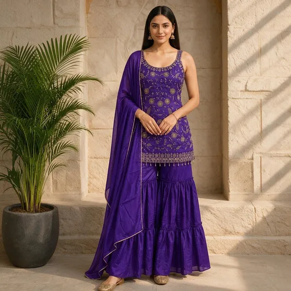 Purple_Chinon_Embroidered_Sharara_Suit_Set_For_Women