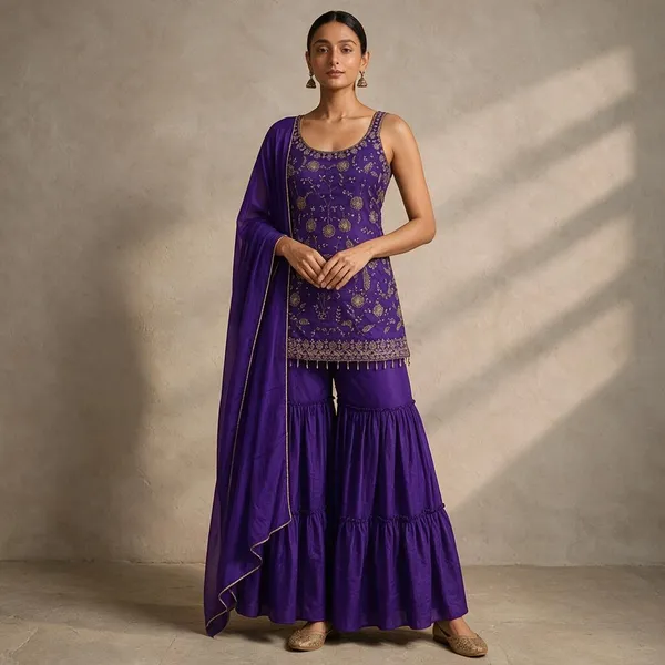 Purple_Chinon_Embroidered_Sharara_Suit_Set_For_Women