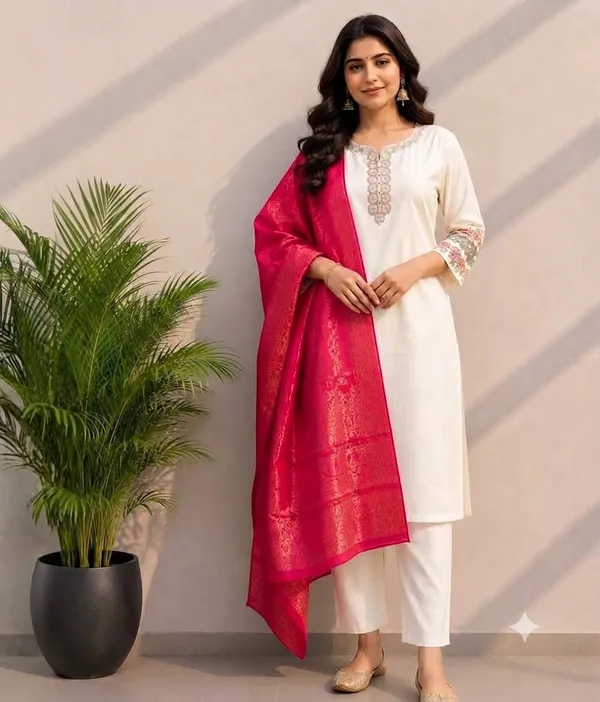 Cream_Rayon_Embroidered_Straight_Kurta_Set_For_Women