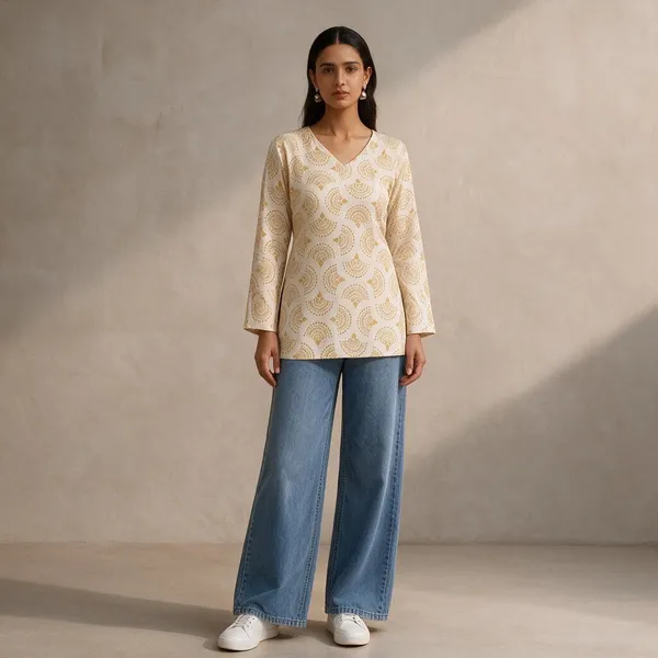Cream_Cotton_Printed_Straight_Kurti_For_Women
