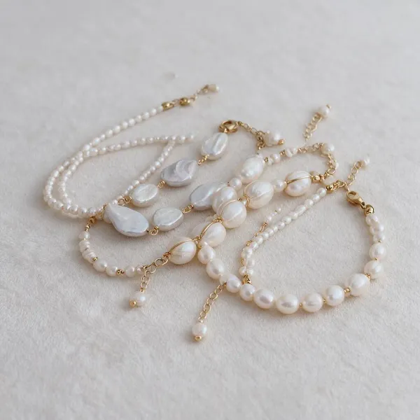 White_Pearls_And_Stones_Bracelet_For_Women_Set_Of_6