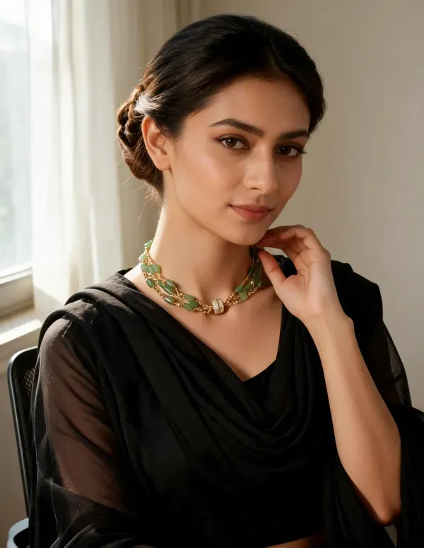 Golden_Pearls_And_Stones_Necklace_For_Women