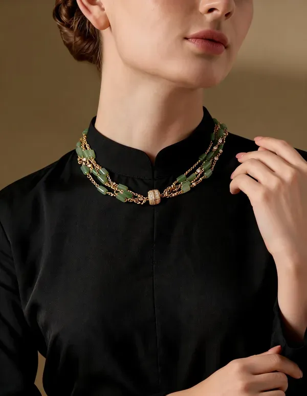 Golden_Pearls_And_Stones_Necklace_For_Women