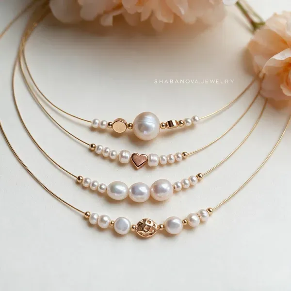 Golden_Pearls_And_Stones_Necklace_For_Women_Set_Of_4