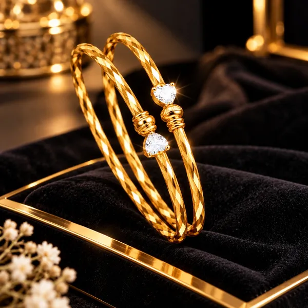 Gold_Tone_Crystal_Stone_Double_Bangle_For_Women