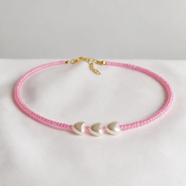 Pink_Stainless_Steel_Necklace_With_Earing_For_Women