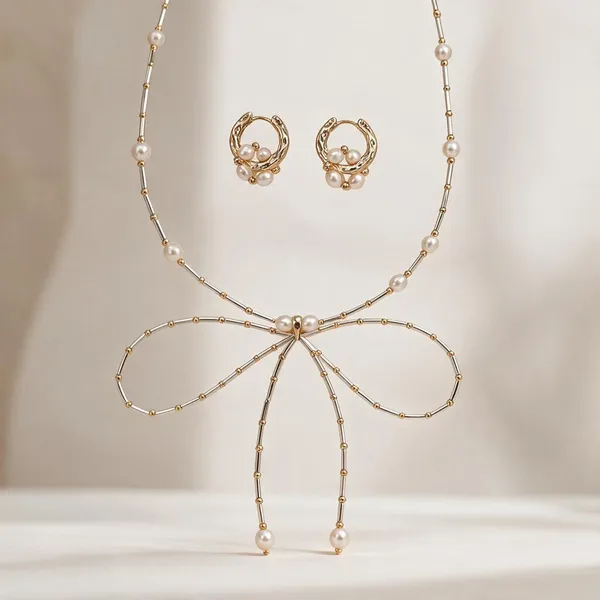 White_Pearls_And_Stones_Necklace_With_Earing_For_Women