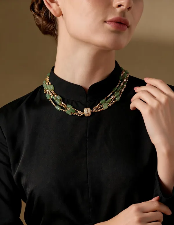 Golden_Pearls_And_Stones_Necklace_For_Women