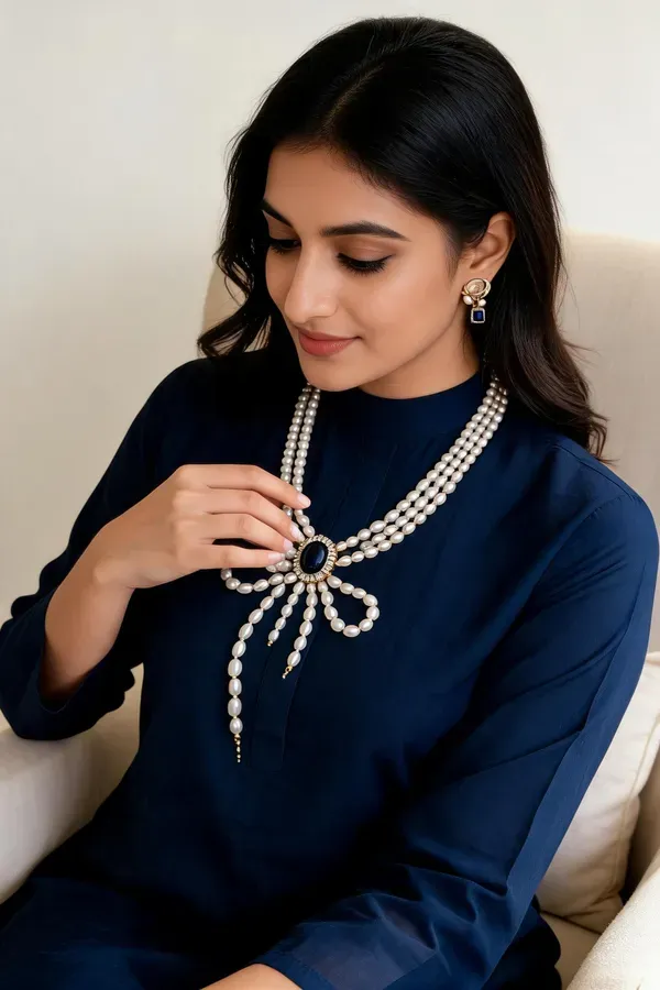 White_Pearls_And_Stones_Necklace_With_Earing_For_Women