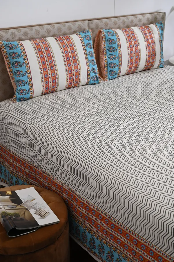 Percale_Cotton_Block_Print_White_King_Size_Bedsheet