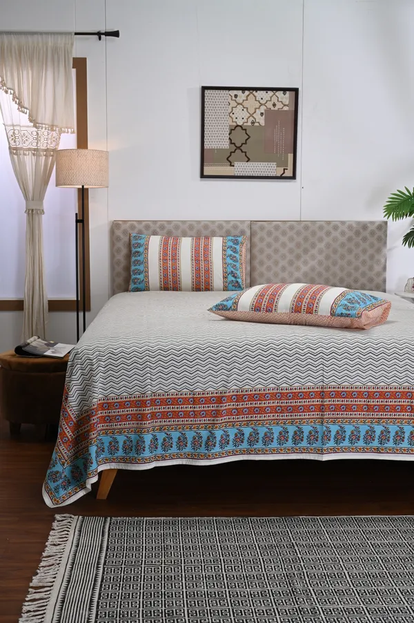 Percale_Cotton_Block_Print_White_King_Size_Bedsheet