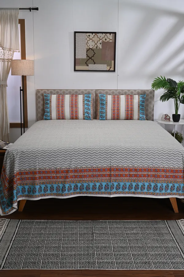 Percale_Cotton_Block_Print_White_King_Size_Bedsheet
