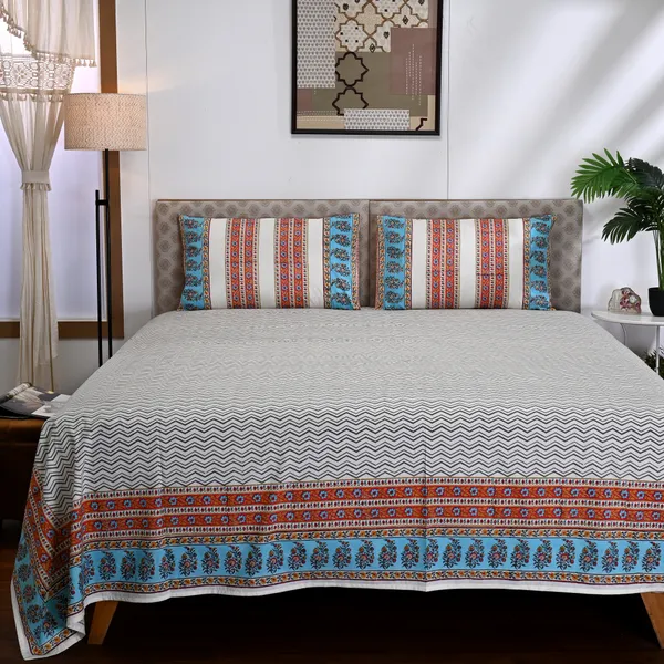 Percale_Cotton_Block_Print_White_King_Size_Bedsheet