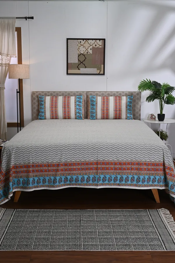 Percale_Cotton_Block_Print_White_King_Size_Bedsheet