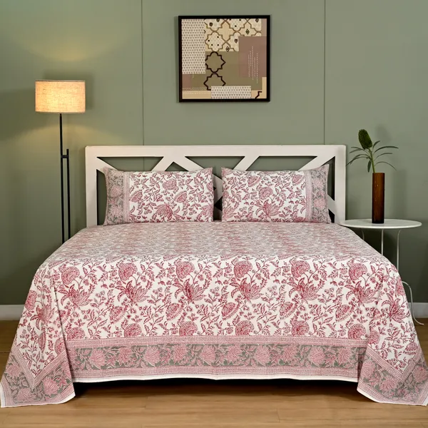 Percale_Cotton_Block_Print_Pink_King_Size_Bedsheet