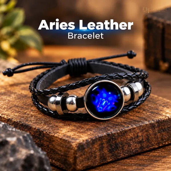 Black_Braided_Zodiac_Charm_Bracelet_For_Unisex