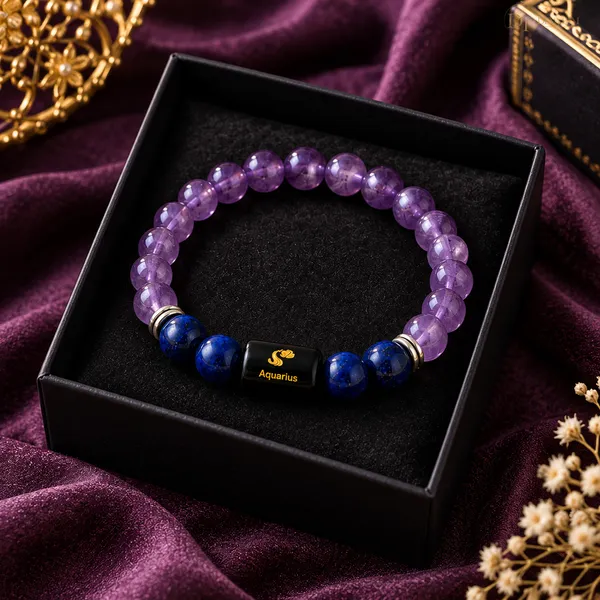 Purple_Gemstone_Beaded_Aquarius_Bracelet_For_Unisex