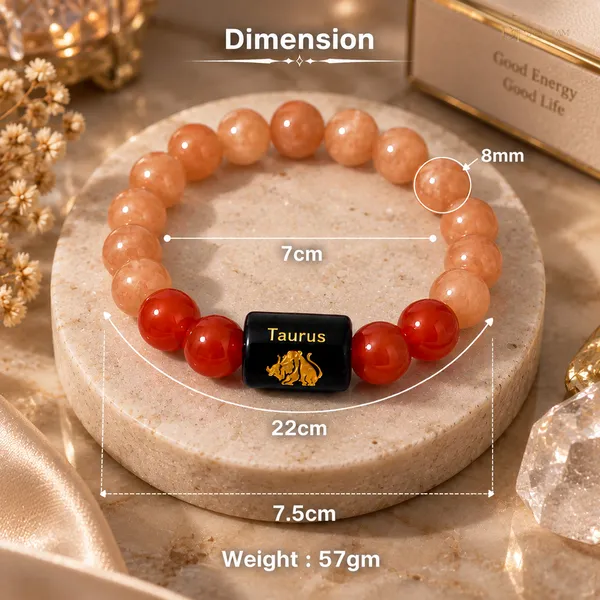 Orange_Beaded_Taurus_Zodiac_Bracelet_For_Unisex