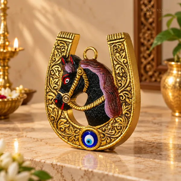 Gold_Horse_Horseshoe_Decorative_Showpiece