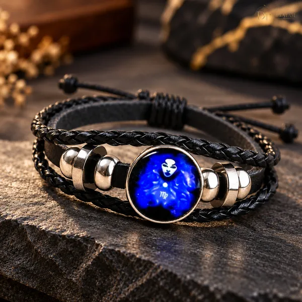 Black_Leather_Zodiac_Bracelet_For_Unisex