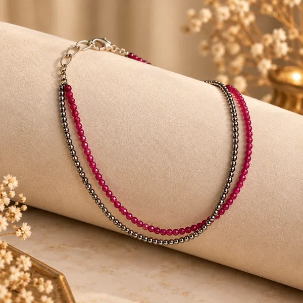 Red_Pyrite_Beaded_Anklet_For_Women