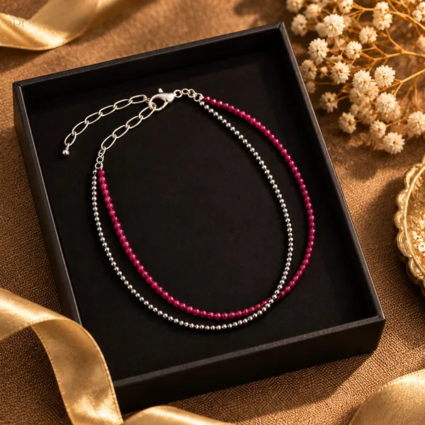 Red_Pyrite_Beaded_Anklet_For_Women