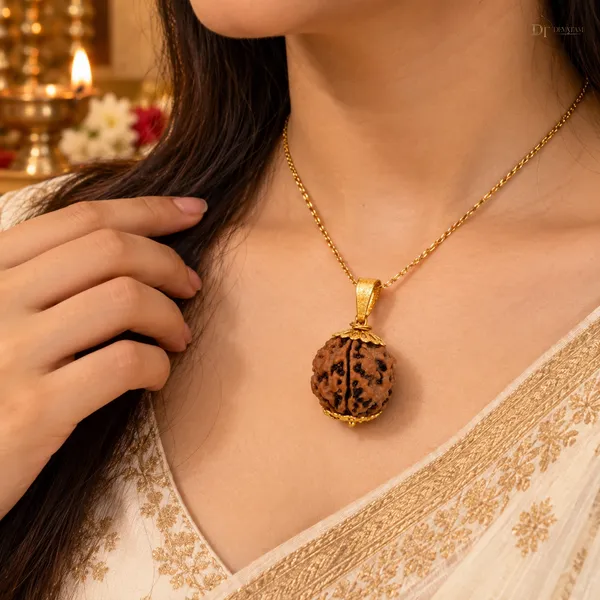 Gold_Tone_Rudraksha_Pendant_Necklace_For_Women