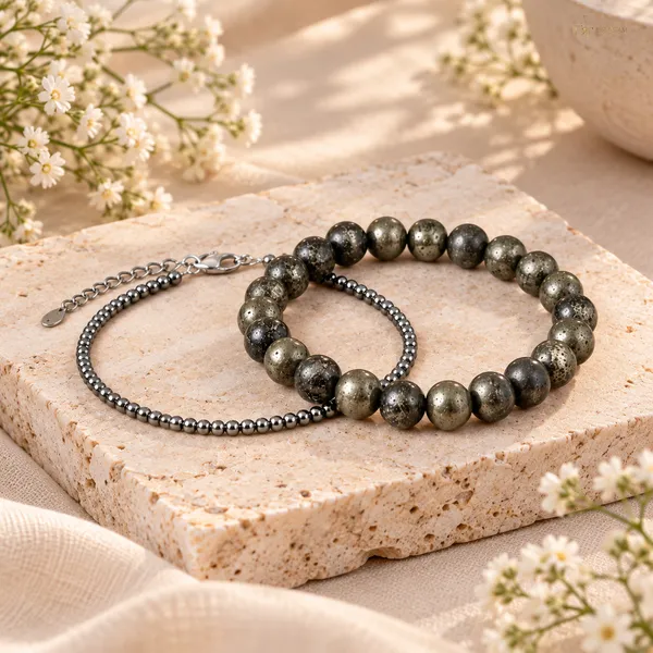 Pyrite_Bracelet_Set_Of_2_Unisex