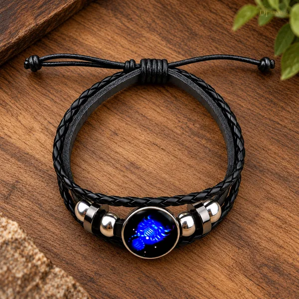 Black_Leather_Braided_Zodiac_Bracelet_For_Unisex