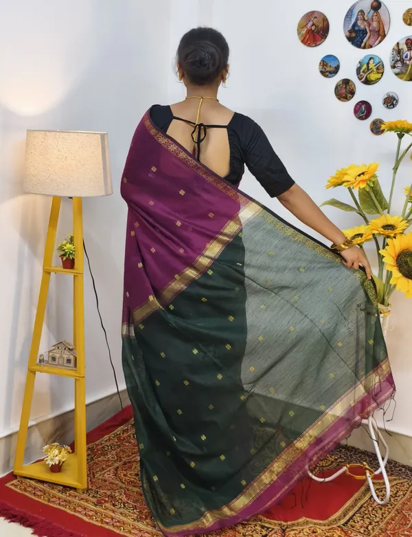 Magenta_semi_maheshwari_saree_