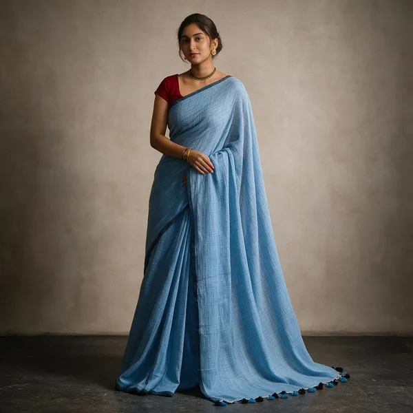 Light_Blue_Masrise_Cotton_Textured_Saree_For_Women