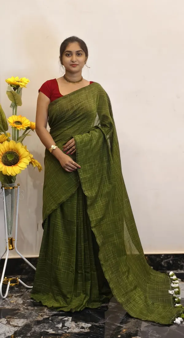 Green_Masrise_Cotton_Woven_Checked_Saree_For_Women