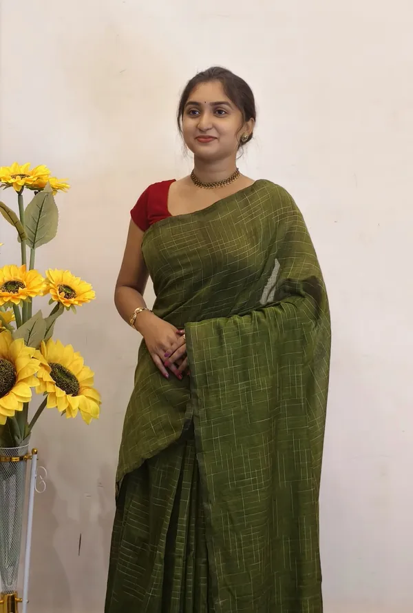 Green_Masrise_Cotton_Woven_Checked_Saree_For_Women