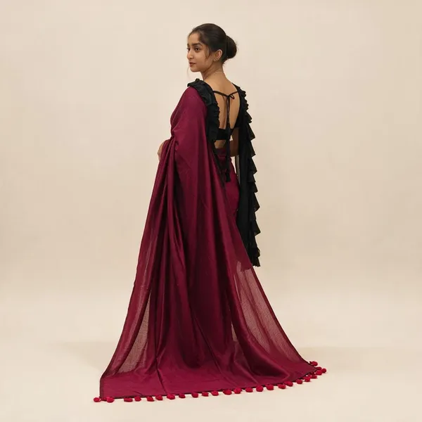 Maroon_Masrise_Cotton_Draped_Saree_For_Women
