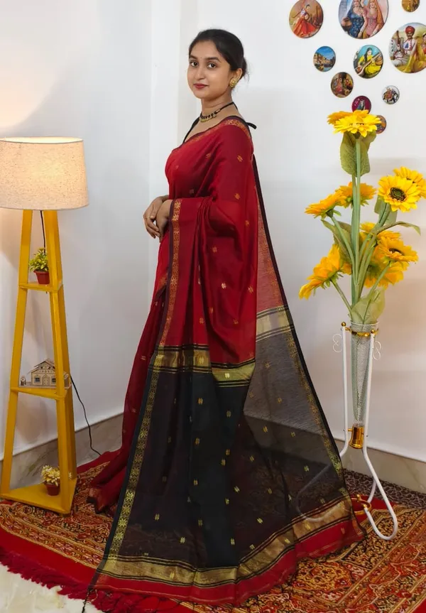 Red_semi_maheshwari_saree_