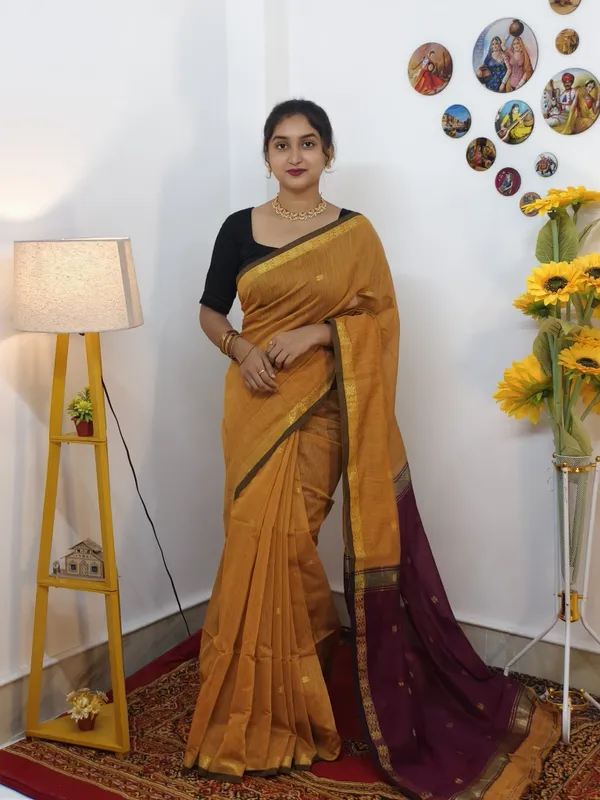 Mustard_Yellow_semi_maheshwari_saree_
