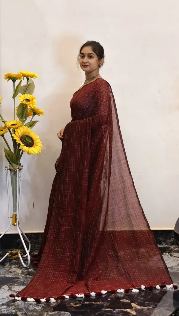 Maroon_Masrise_Cotton_Textured_Saree_For_Women