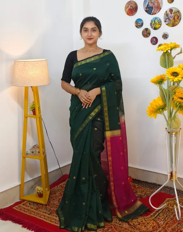Deep_green_Semi_Maheshwari_Saree