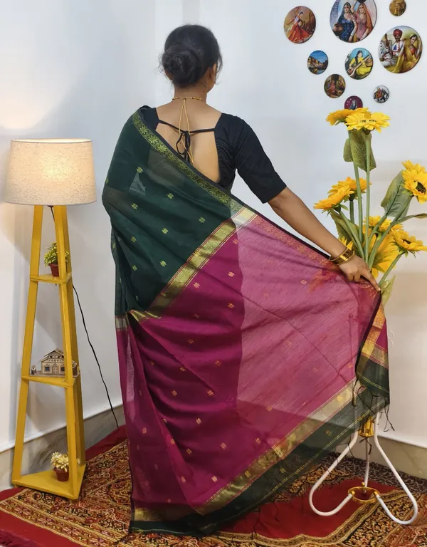 Deep_green_and_pink_semi_maheshwari_saree_