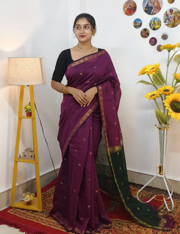 Plum_And_Green_Traditional_Saree_For_Women