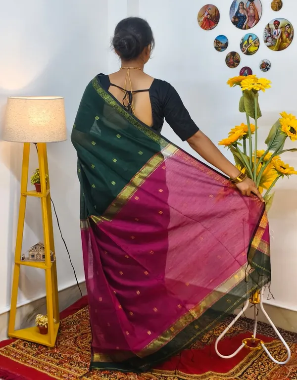 Deep_green_Semi_Maheshwari_Saree
