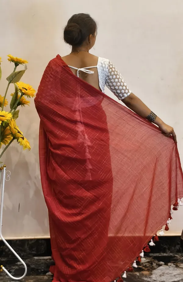 Red_Masrise_Cotton_Woven_Saree_For_Women