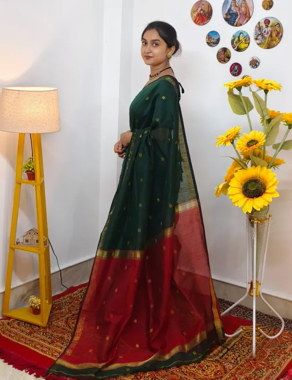 Deep_green_semi_maheshwari_saree_
