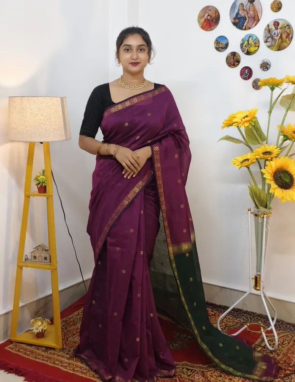 Plum_And_Green_Traditional_Saree_For_Women